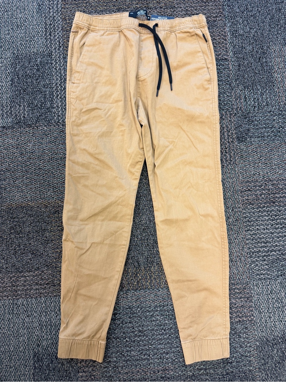Hollister Men's Tan Joggers with Black Drawstring